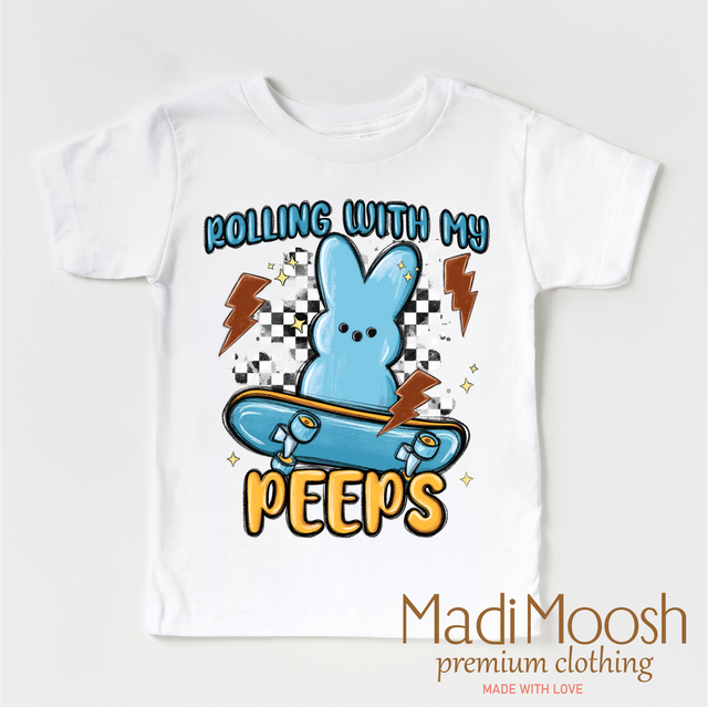 Rolling With My Peeps Easer Shirt - Boys Skater Easter Tee