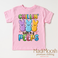 Chillin With My Peeps Easter design on a pink garment.
