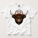 Howdy Highland cow western shirt in white