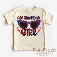 4th Of July All American Girl design on a natural garment.