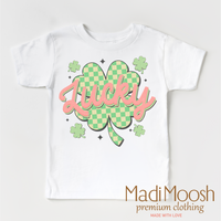 St. Patrick's Day Lucky Clover, Kids Retro St. Patrick's Day graphic T-shirt by Madi Moosh