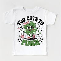 Too Cute To Pinch St. Patrick's Day, Lucky Clover Kids & Adult graphic T-shirt by Madi Moosh