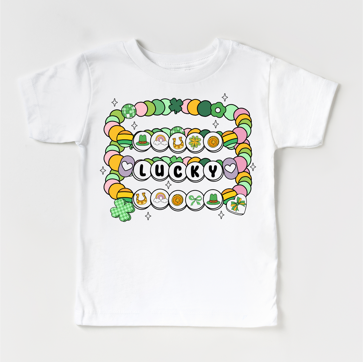 St. Patrick's Day Friendship Bracelet, Girls Lucky graphic T-shirt by Madi Moosh