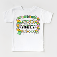 St. Patrick's Day Friendship Bracelet, Girls Lucky graphic T-shirt by Madi Moosh