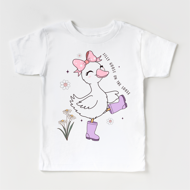 Girls Silly Goose On The Loose Shirt - Funny Kids Tee