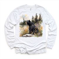 Retro Grizzly Bear Watercolor Nature Scene Shirt - Kids Tee - Madi Moosh Boutique