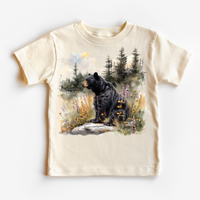 Retro Grizzly Bear Watercolor Nature Scene Shirt - Kids Tee - Madi Moosh Boutique