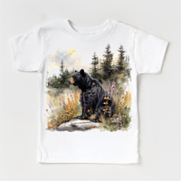 Retro Grizzly Bear Watercolor Nature Scene Shirt - Kids Tee - Madi Moosh Boutique