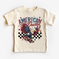 American Dude Retro Skate July 4th, Independence Day graphic T-shirt by Madi Moosh