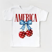 America Cherry July 4th, Independence Day graphic T-shirt by Madi Moosh