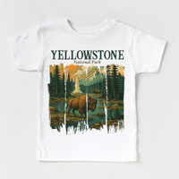 Yellowstone Natural Park design on a white garment.