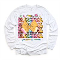 Preschool School design on a long sleeve shirt.