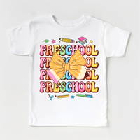Preschool School design on a white garment.