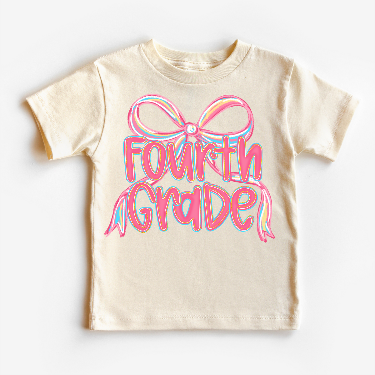 Girls Fourth Bow Back To School, First Day Of School graphic T-shirt by Madi Moosh