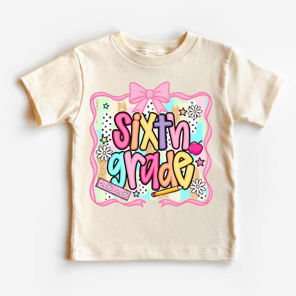 Girls 6th Grade School, Back To School graphic T-shirt by Madi Moosh