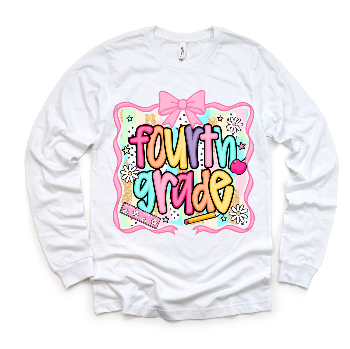 Girls 4th grade School design on a long sleeve shirt.