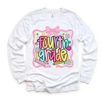 Girls 4th grade School design on a long sleeve shirt.