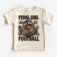 Feral Girl Football Raccoon graphic T-shirt by Madi Moosh