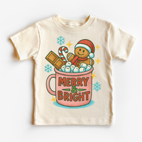 Merry & Bright Gingerbread Man, Christmas graphic T-shirt by Madi Moosh