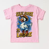 Silly Goose On The Loose Country Western design on a pink garment.