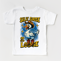 Silly Goose On The Loose Country Western design on a white garment.