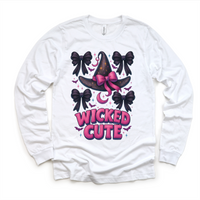Wicked Cute Witch design on a long sleeve shirt.