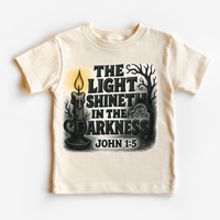 The Light Shineth In The Darkness, Christian MZ26 graphic T-shirt by Madi Moosh