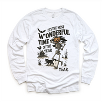 Most Wonderful Time Of The Year design on a long sleeve shirt.
