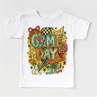 Girls Game Day Football design on a white garment.