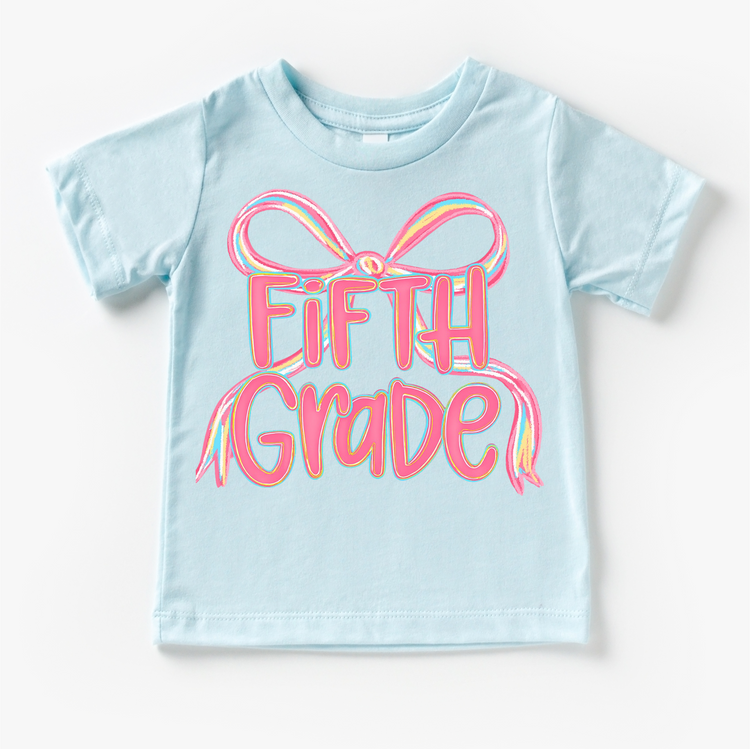 Fifth Grade Shirt, Girls Back To School Tee, Rainbow Bow 5th Grade Shirt, First Day Of School Tee, Cute Teacher Student Shirt
