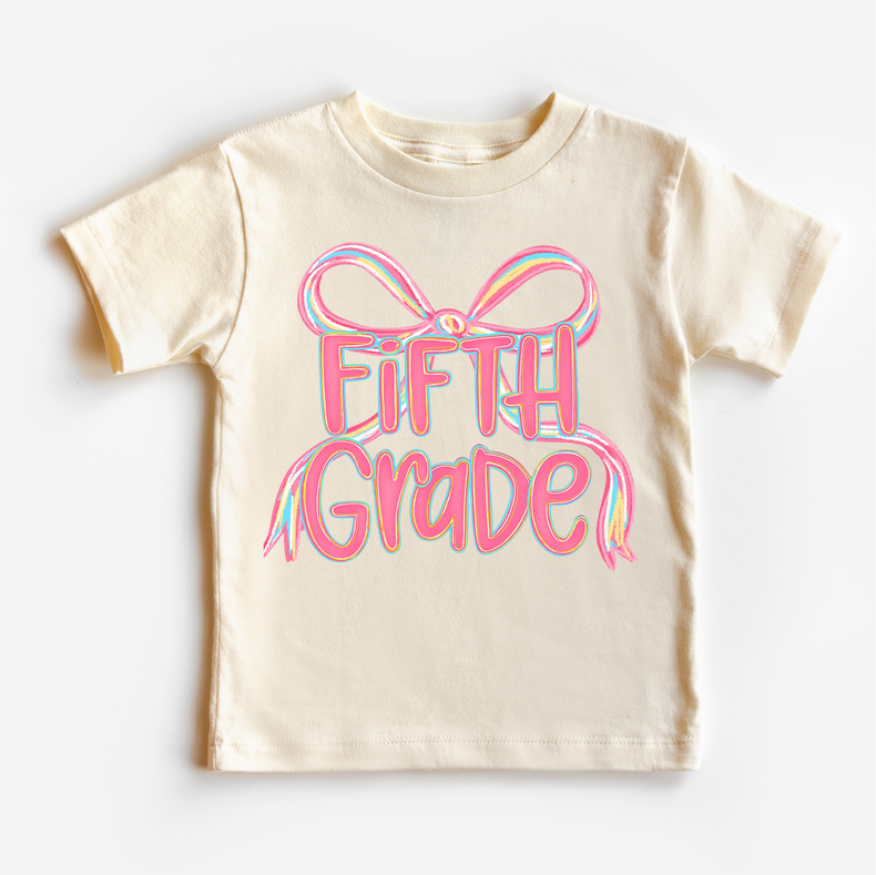 Fifth Grade Shirt, Girls Back To School Tee, Rainbow Bow 5th Grade Shirt, First Day Of School Tee, Cute Teacher Student Shirt