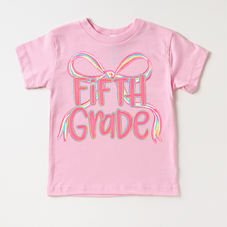 Fifth Grade Shirt, Girls Back To School Tee, Rainbow Bow 5th Grade Shirt, First Day Of School Tee, Cute Teacher Student Shirt