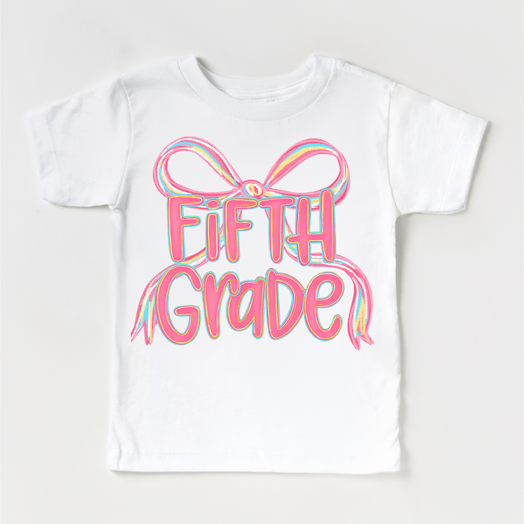 Fifth Grade Shirt, Girls Back To School Tee, Rainbow Bow 5th Grade Shirt, First Day Of School Tee, Cute Teacher Student Shirt
