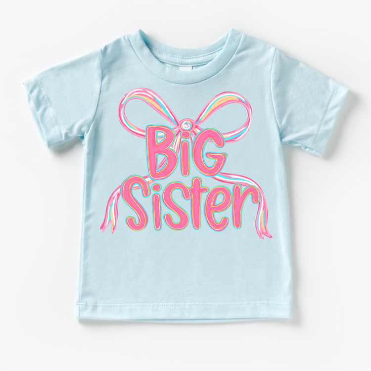 Big Sister Ribbon Sibling Shirt - Sister Bow Tee