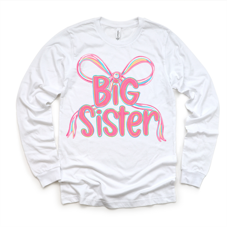 Big Sister Ribbon Sibling Shirt - Sister Bow Tee