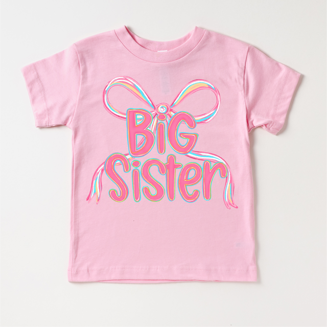 Big Sister Ribbon Sibling Shirt - Sister Bow Tee