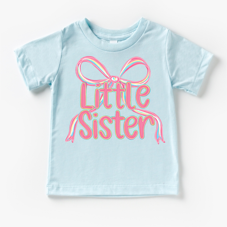 Little Sister Ribbon Sibling Shirt - Sister Bow Tee