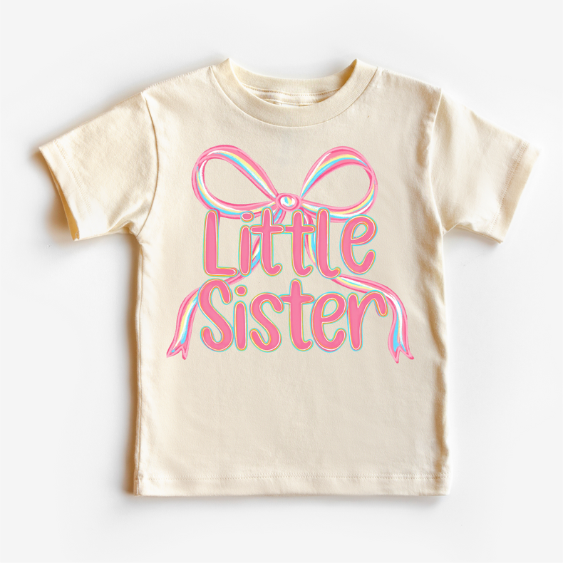 Little Sister Ribbon Sibling Shirt - Sister Bow Tee