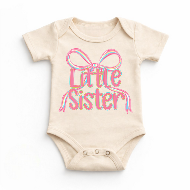 Little Sister Ribbon Sibling Shirt - Sister Bow Tee