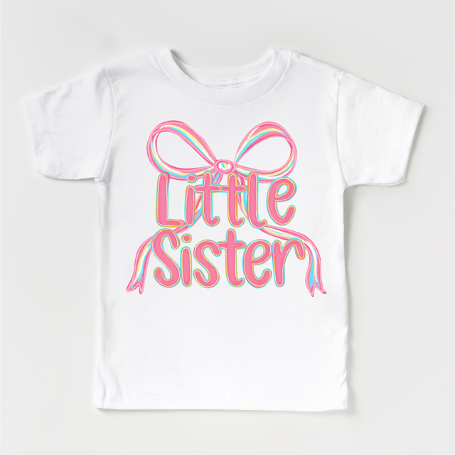 Little Sister Ribbon Sibling Shirt - Sister Bow Tee