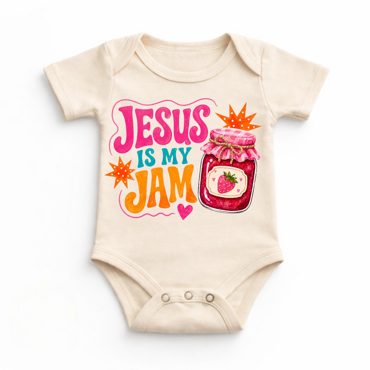 Jesus Is My Jam Shirt, Christian Kids Tee, Faith Graphic Shirt, Bible Verse Top, Cute Religious Outfit, Strawberry Jam Design
