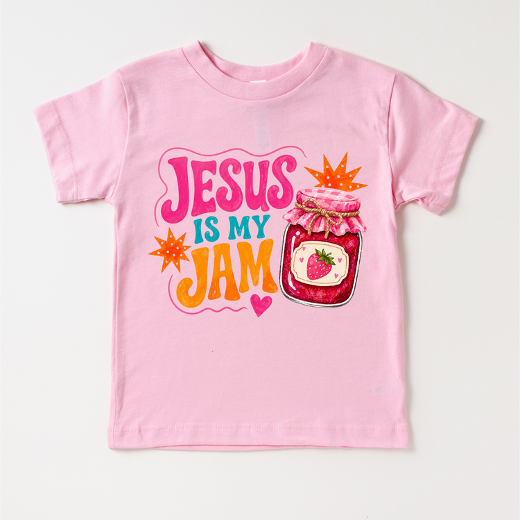 Jesus Is My Jam Shirt, Christian Kids Tee, Faith Graphic Shirt, Bible Verse Top, Cute Religious Outfit, Strawberry Jam Design