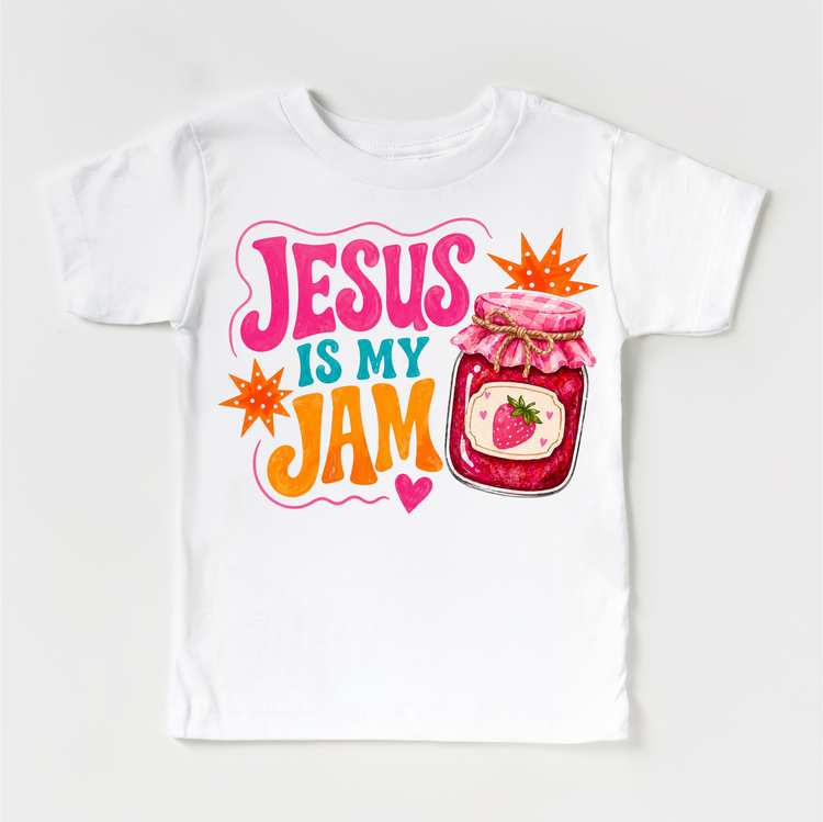 Jesus Is My Jam Shirt, Christian Kids Tee, Faith Graphic Shirt, Bible Verse Top, Cute Religious Outfit, Strawberry Jam Design