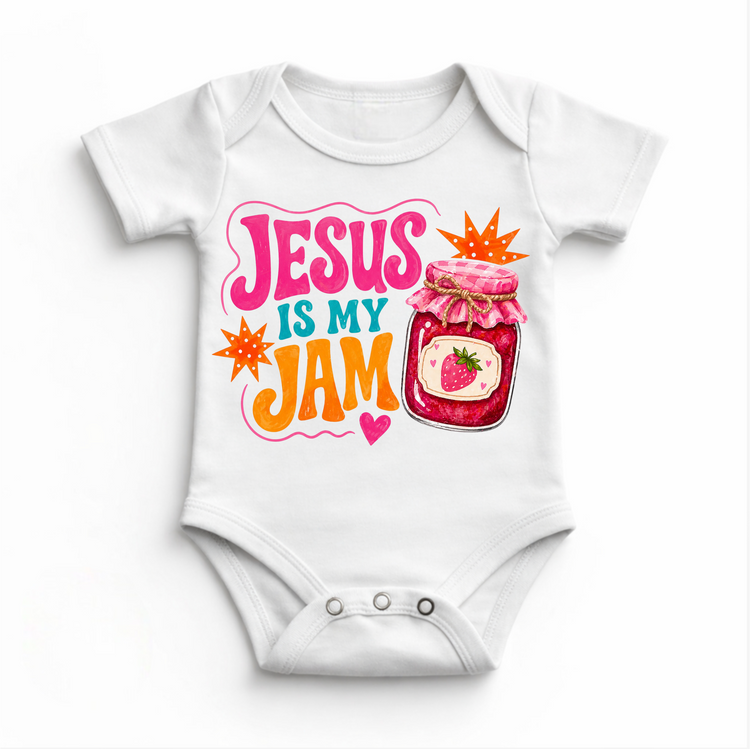 Jesus Is My Jam Shirt, Christian Kids Tee, Faith Graphic Shirt, Bible Verse Top, Cute Religious Outfit, Strawberry Jam Design