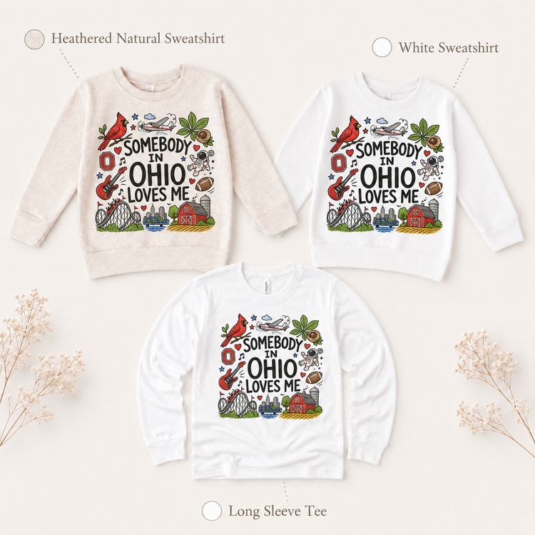Somebody in Ohio Loves Me Kids Graphic Tee, Ohio State Souvenir Shirt, Hand Drawn Travel State Toddler T-Shirt