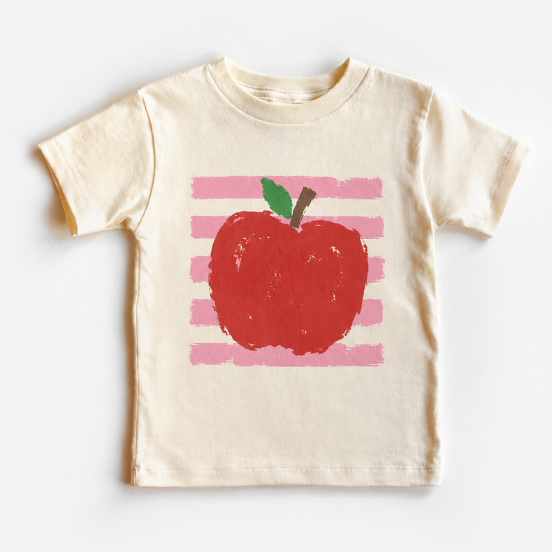 Apple Shirt, Back To School Tee, Teacher Apple Shirt, Kids School Shirt, First Day Of School Tee, Pink Stripe Apple Graphic Tee