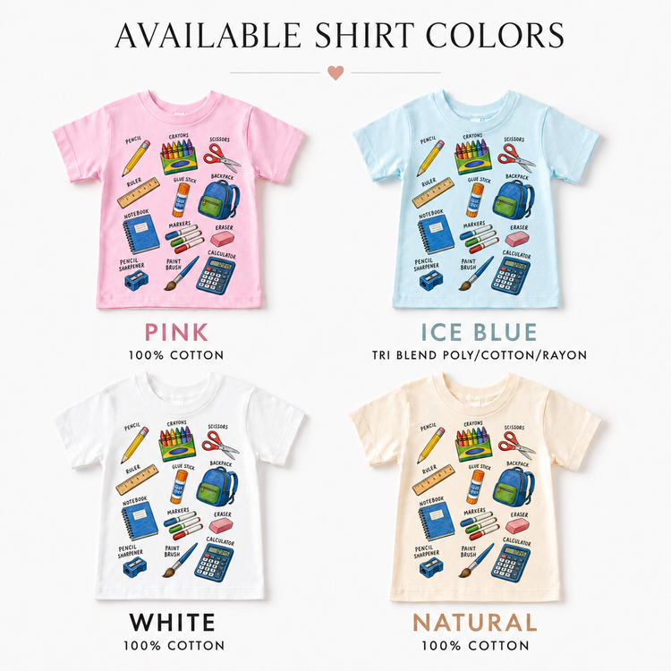 Back To School Supplies Kids Graphic Tee, Classroom School Items Shirt, First Day Of School T-Shirt, Teacher Student Tee