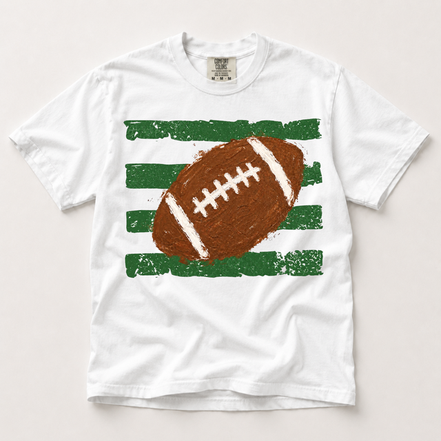 Retro Football Stripe Comfort Colors Graphic Tee, Distressed Football Game Day Shirt