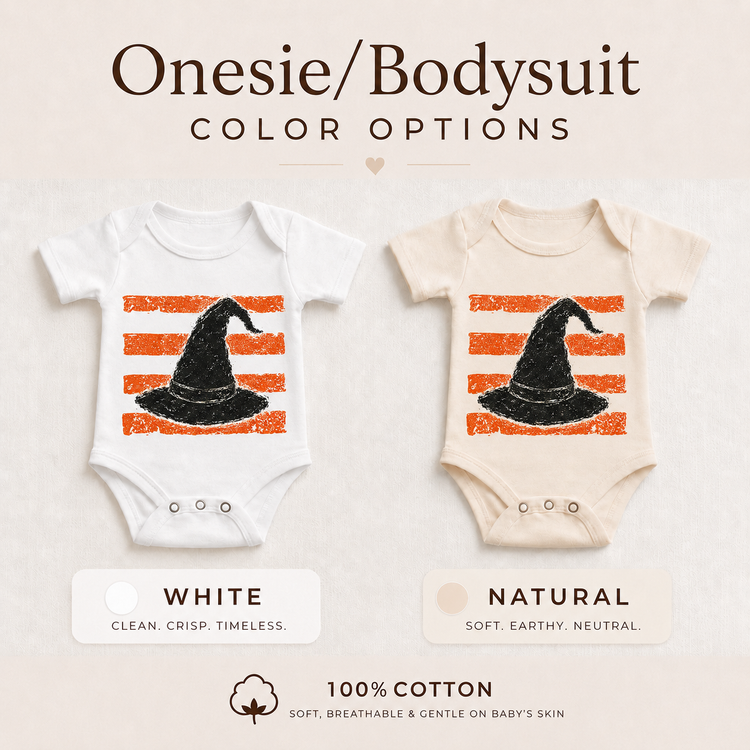 Halloween Witch Hat Graphic Tee, Vintage Orange Stripe Spooky Toddler Shirt, Fall Witchy Kids Tee