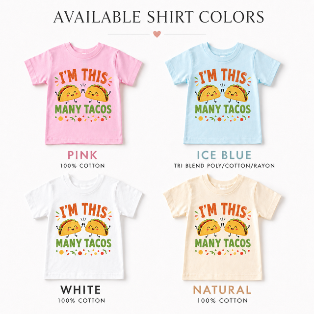 I’m This Many Tacos Birthday Shirt, Kids Taco Party Tee, Fiesta Birthday Graphic Shirt